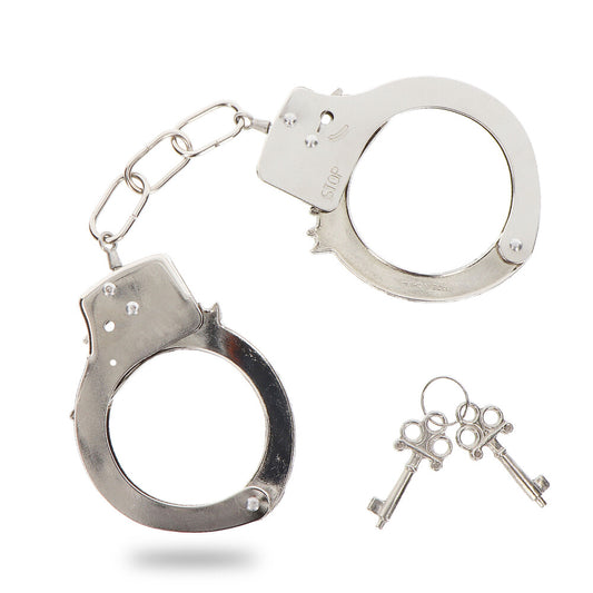 Shiny metal fun cuffs from toy joy, perfect for playful restraint games.