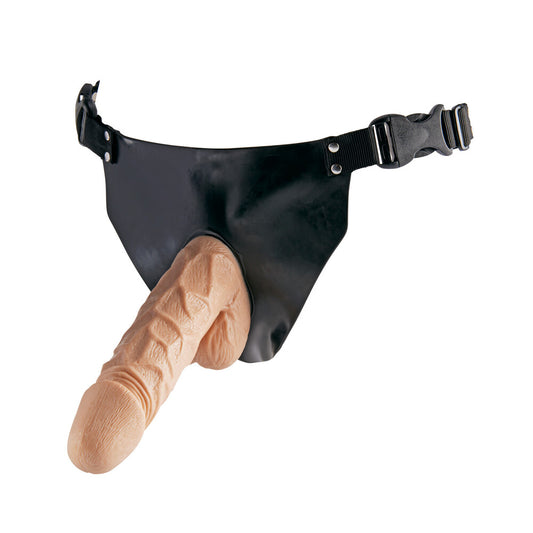 A super woman strap-on dildo from toy joy sex toys, flesh coloured and realistic.