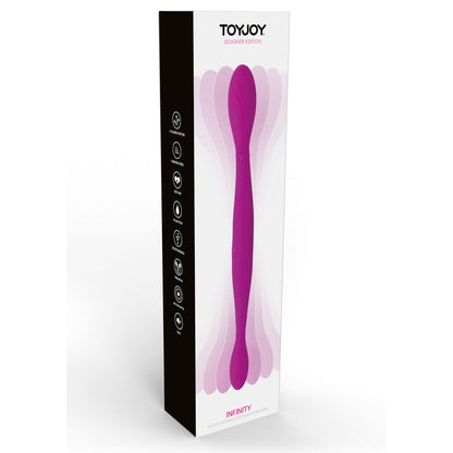 ToyJoy double dildo in marbled pink and purple, made of smooth, flexible silicone.