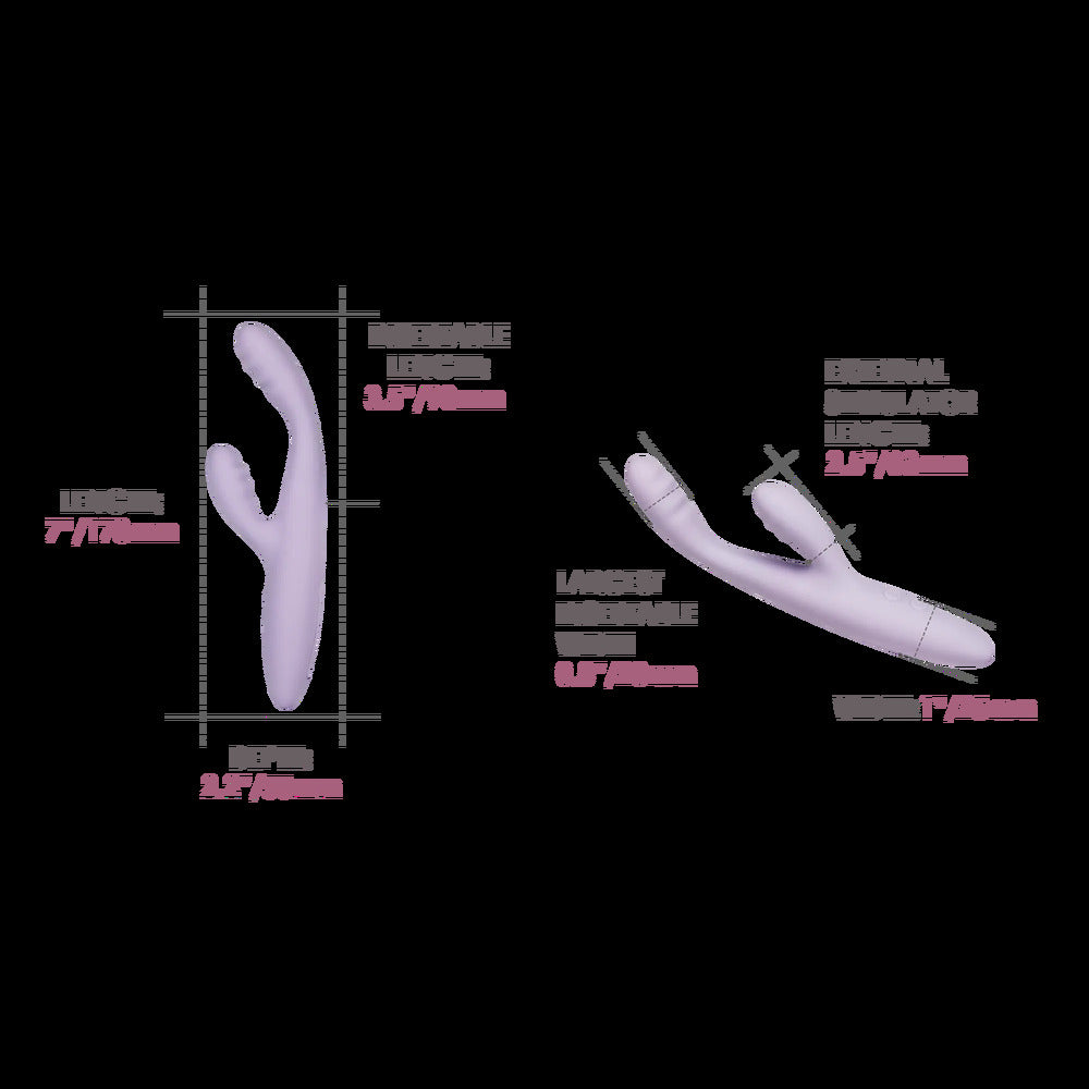 Slim lilac rabbit vibrator with g-spot stimulator, perfect for exploring solo pleasure.