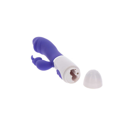 ToyJoy funky rabbit vibrator in purple, a fun textured silicone pleasure toy.