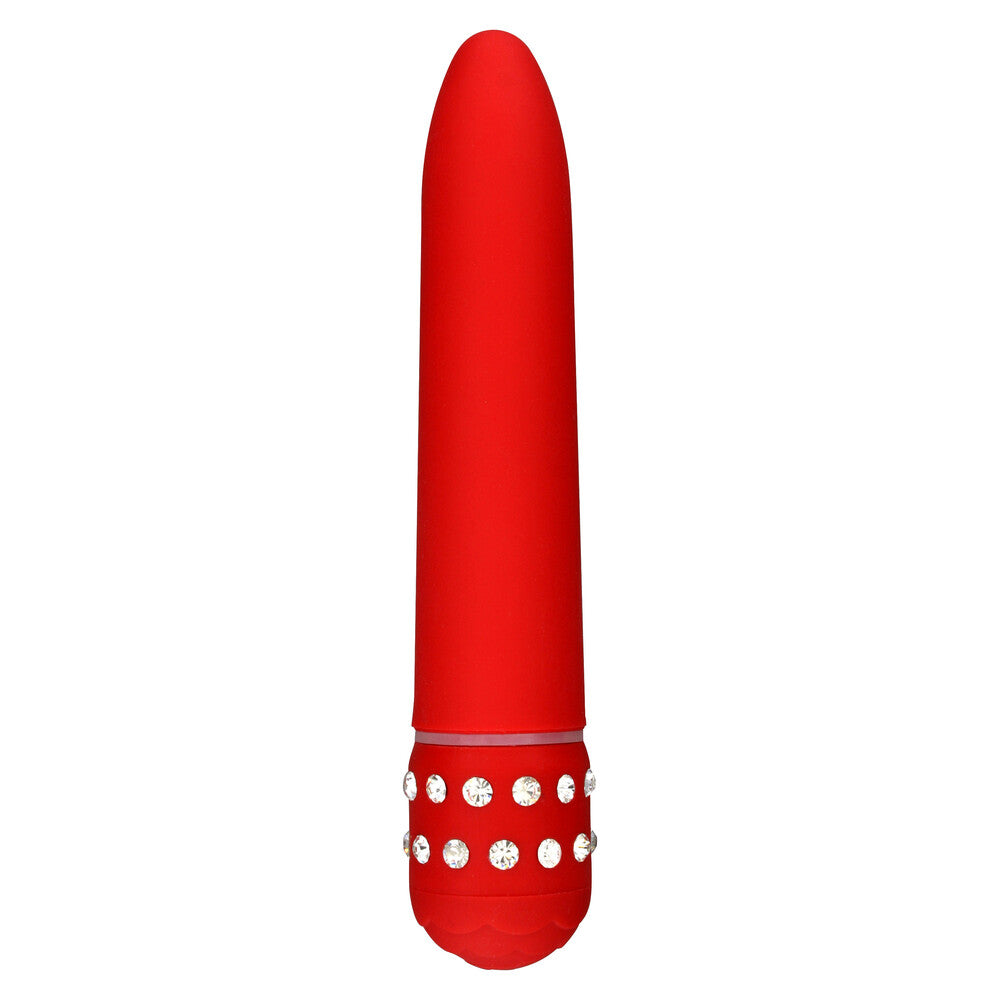 Diamond red mini vibrator from Toy Joy, a petite pleasure for solo fun.