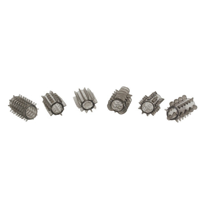 A grey ToyJoy penis sleeve set, showing textured designs and a soft, flexible material.