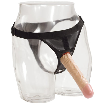Doc Johnson VacULock 8 inch classic dong with ultra harness, realistic flesh-toned silicone strap-on dildo.