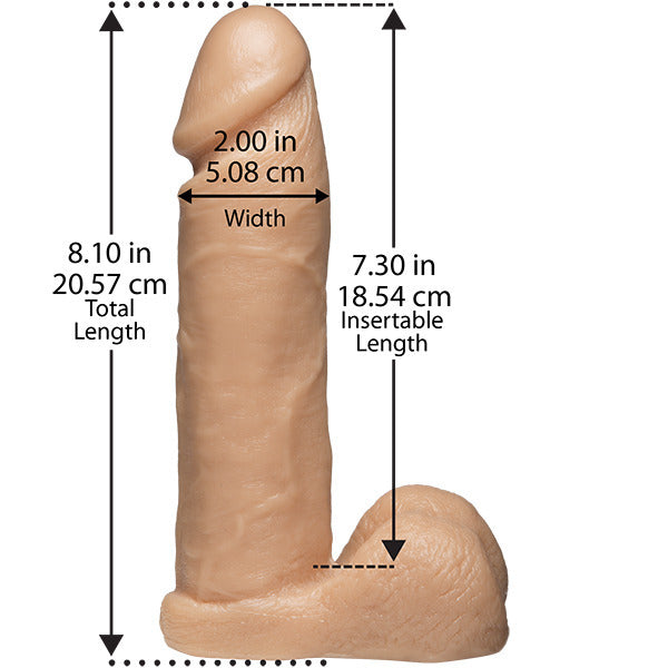 Doc Johnson VacULock realistic eight-inch cock with ultra harness, flesh-toned silicone strap-on dildo.