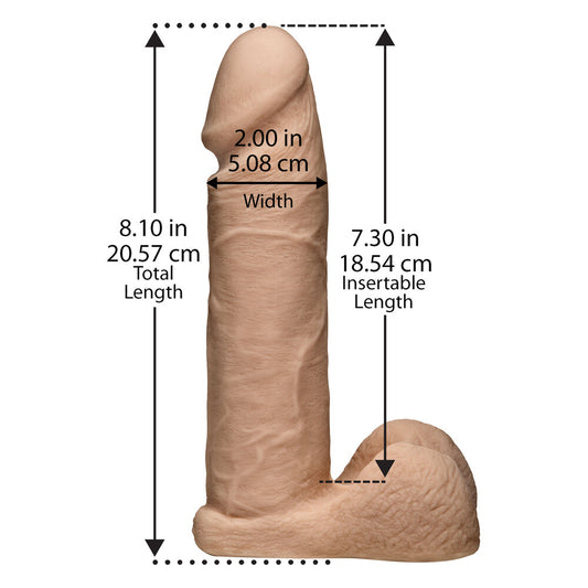 doc johnson vaculock ultraskyn 8 inch realistic cock with ultra harness, flesh coloured strap-on dildo.
