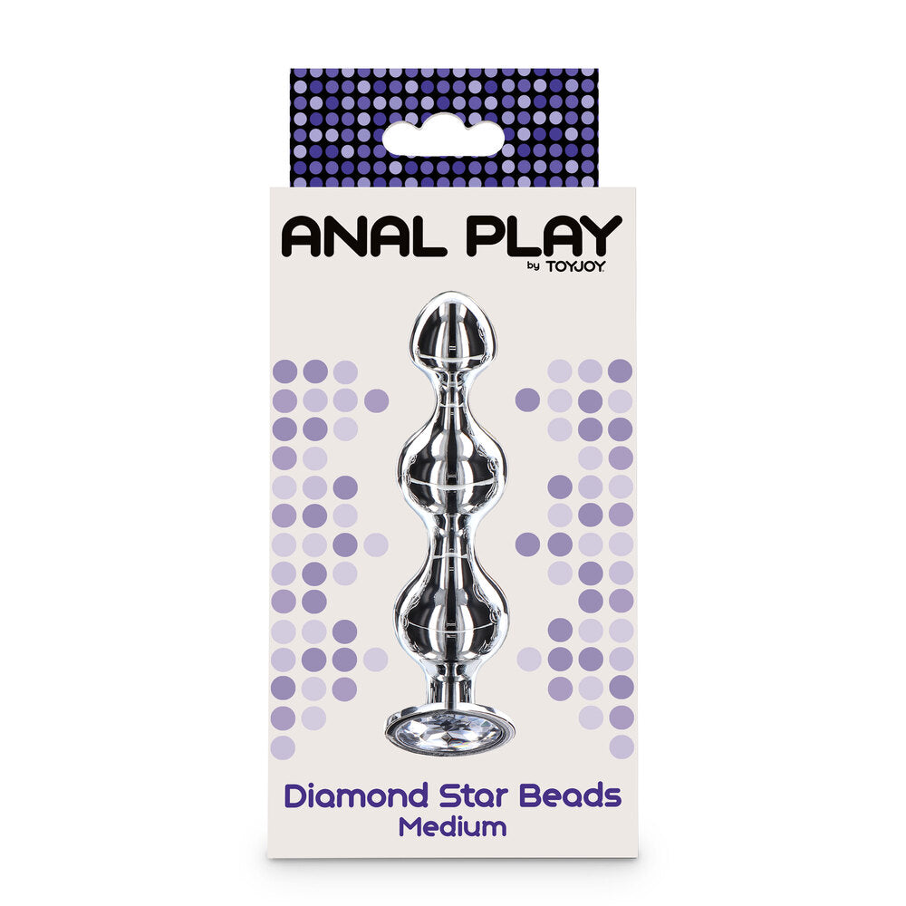 Toy Joy Diamond Star anal beads, medium size, shimmering and ready for pleasure.