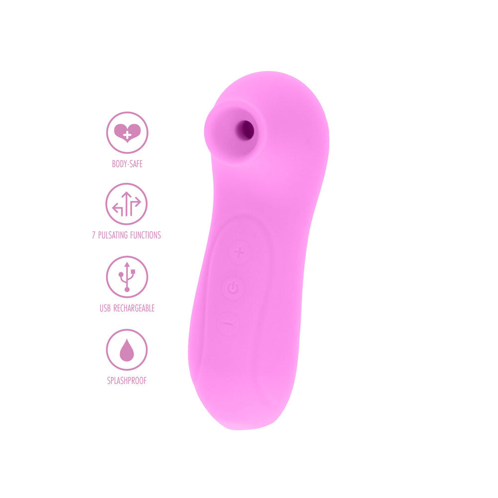 Close-up of a vibrant red clitoral stimulator with a smooth, ergonomic design for pleasure.