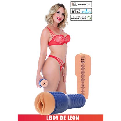 Private Leidy De Leon masturbator, realistic pink pussy design for solo male pleasure.