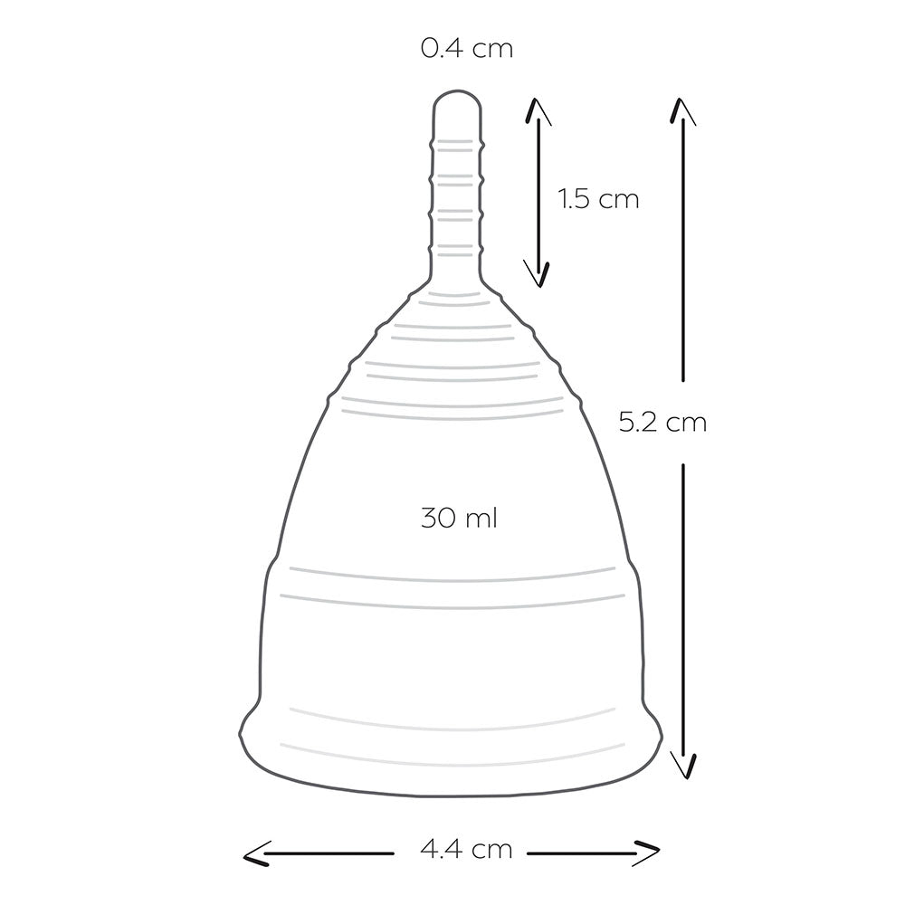 Two large Mae B menstrual cups in muted colours for personal hygiene.