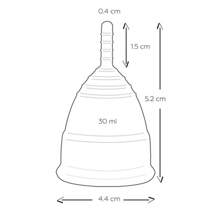 Two large Mae B menstrual cups in muted colours for personal hygiene.