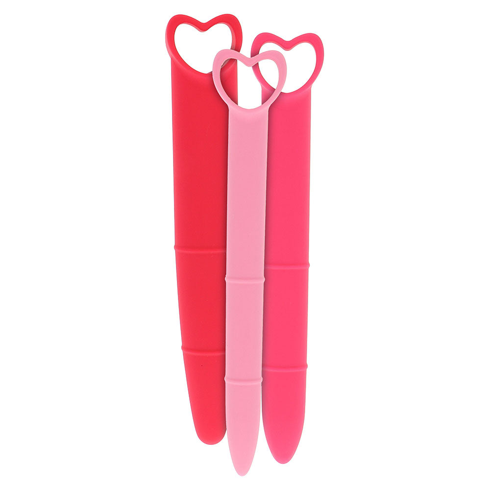 Silicone vaginal dilators in graduating sizes for intimate health and kegel exercise support.