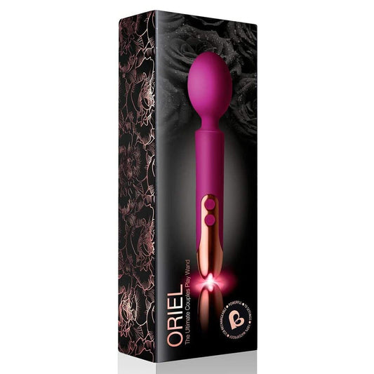 Fuchsia Rocks Off Oriel Wand vibrator with a smooth, ergonomic design for pleasure.