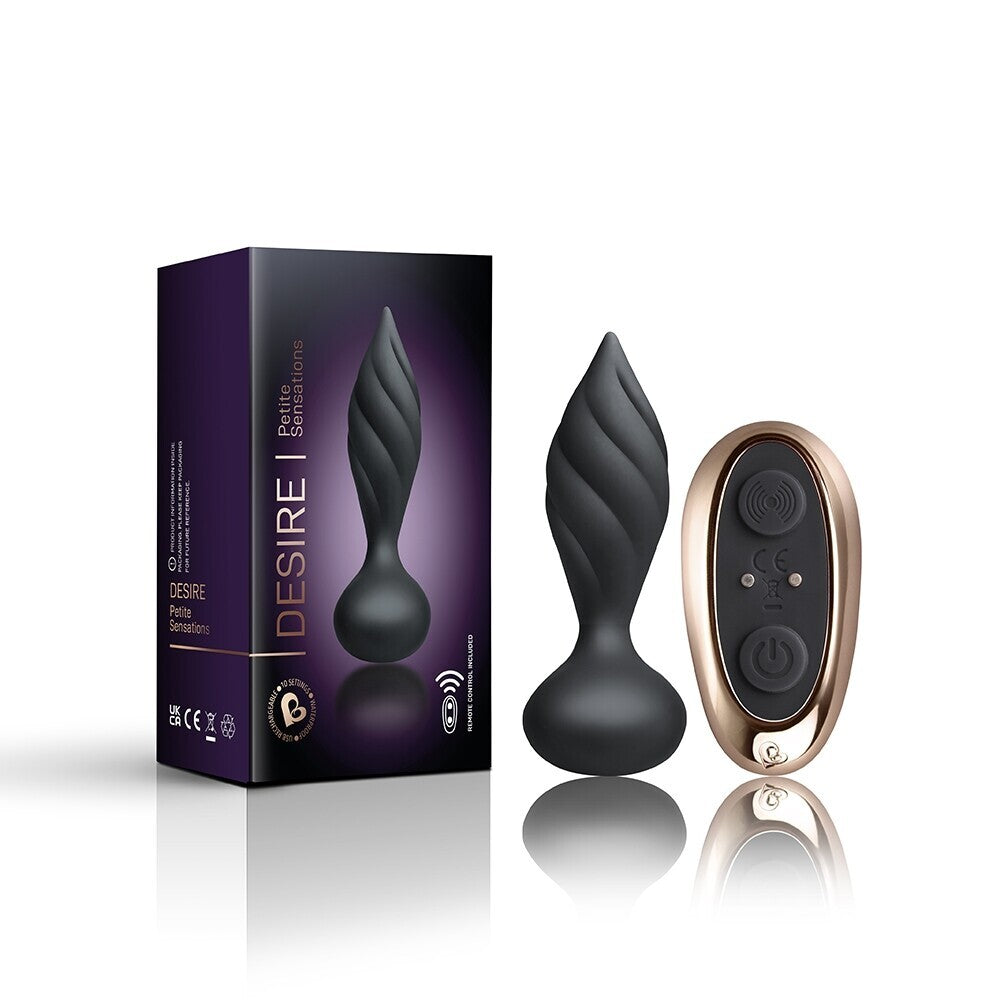 Black vibrating butt plug from Rocks Off, a petite silicone anal toy for intimate play.