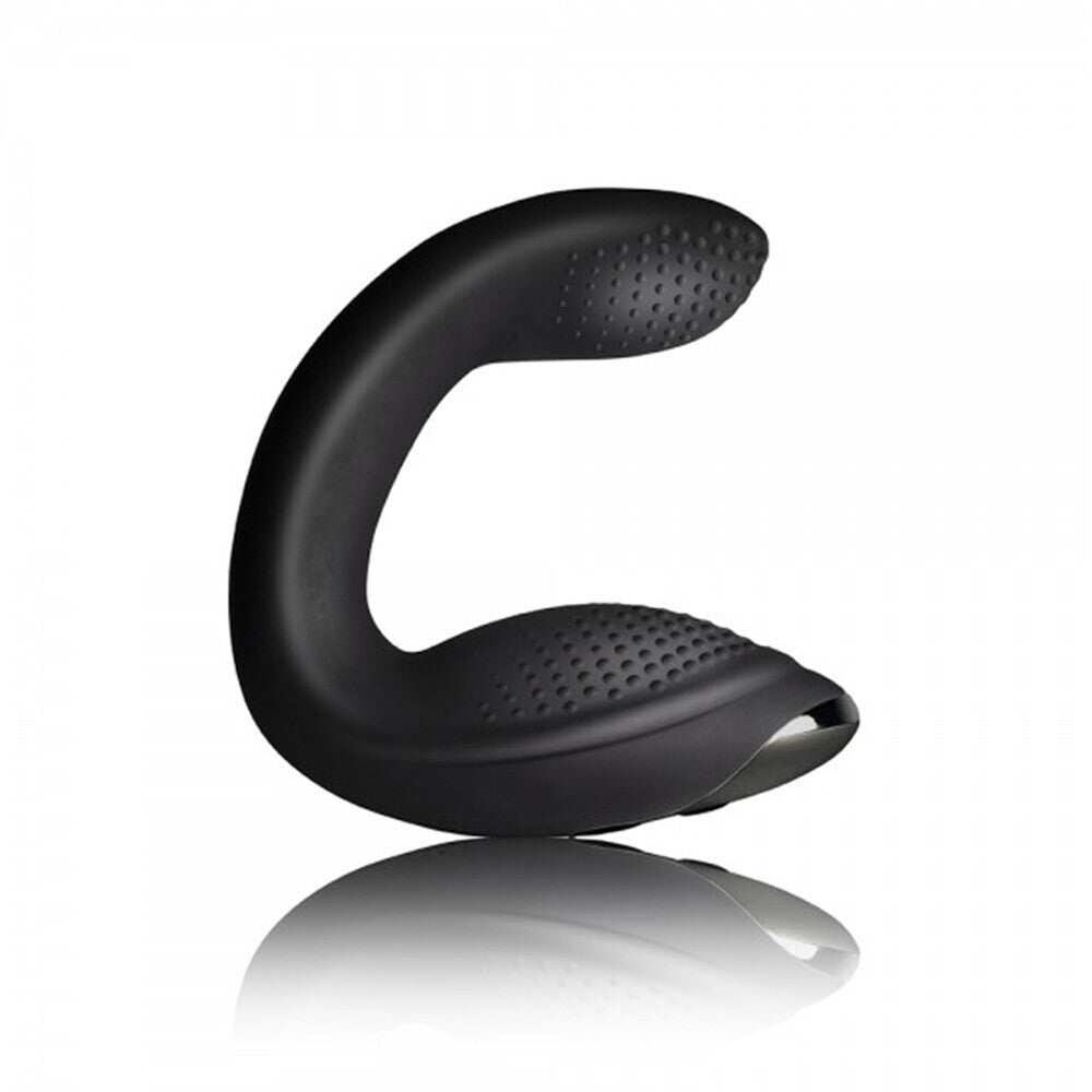 Black, ergonomic prostate massager by Rocks Off, designed for intense pleasure and rectal stimulation.