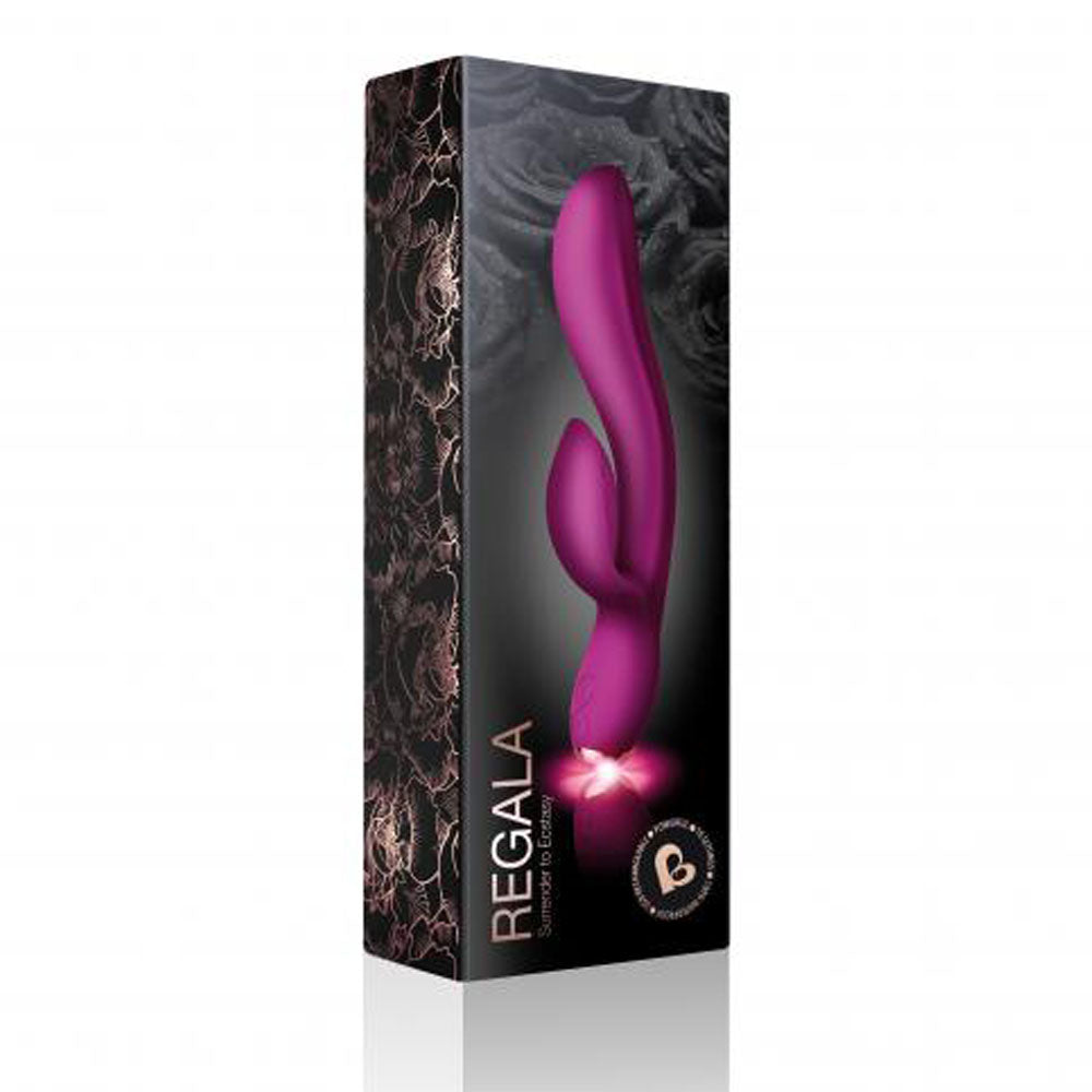 Fuchsia Rocks Off Regala clitoral vibrator made of smooth, body-safe silicone for pleasure.