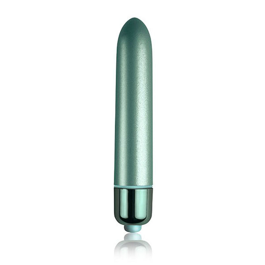 Aqua lily coloured vibrator from Rocks Off, covered in soft touch velvet material.