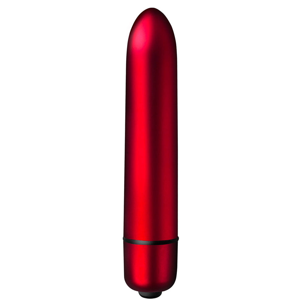 Scarlet velvet bullet vibrator from Rocks Off, a lovely deep red with a smooth finish.