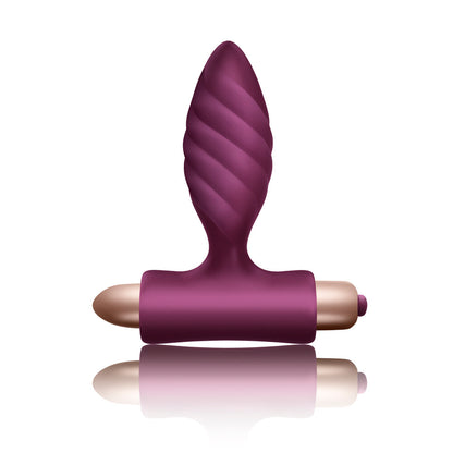 Textured chrome twisted anal plug, part of the Rocks Off vibrating buttplug collection.