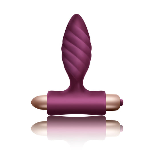 Textured chrome twisted anal plug, part of the Rocks Off vibrating buttplug collection.