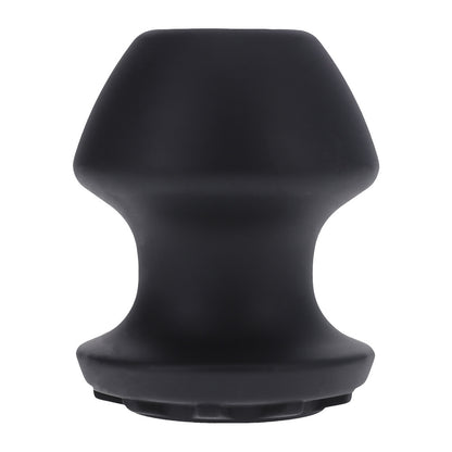 Large, black, stretchy Doc Johnson tunnel and stretcher toy for pleasure and endurance.
