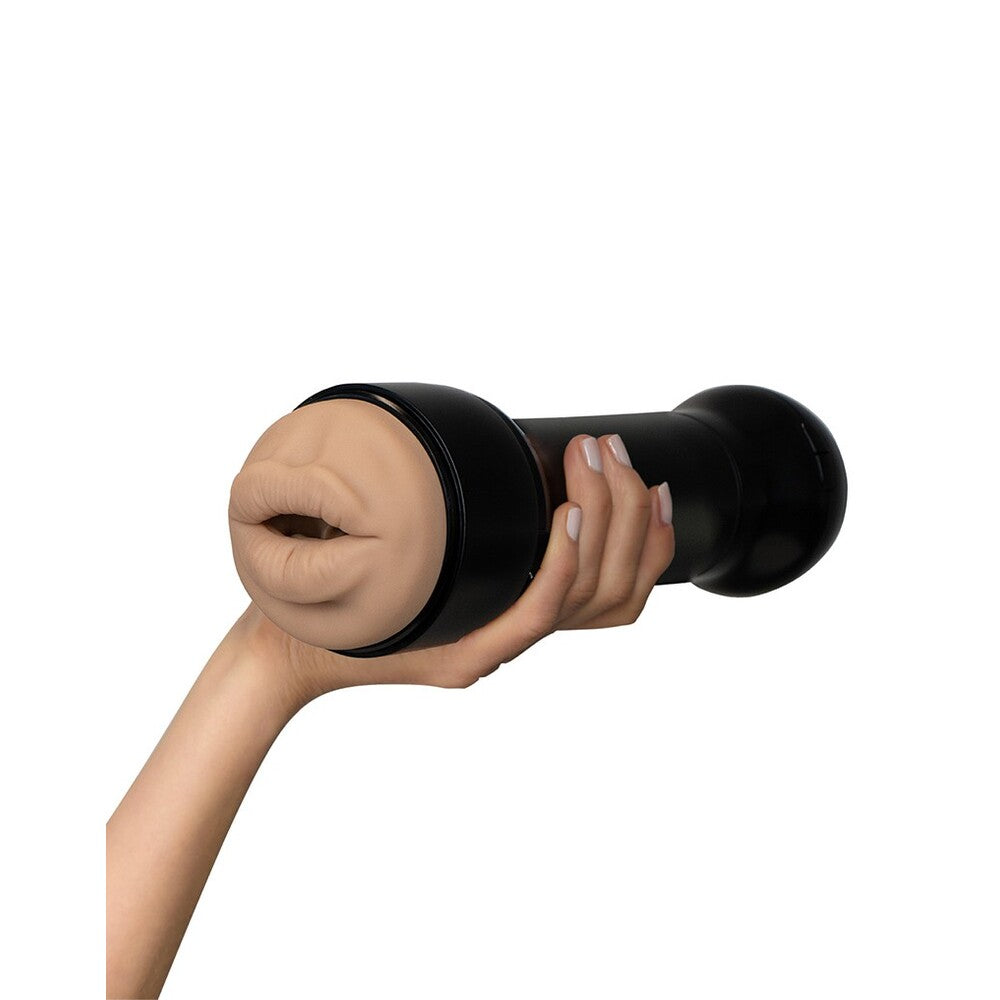 Kiiroo Victoria June interactive powerblow masturbator for realistic pleasure, vibrating texture, flesh-toned.