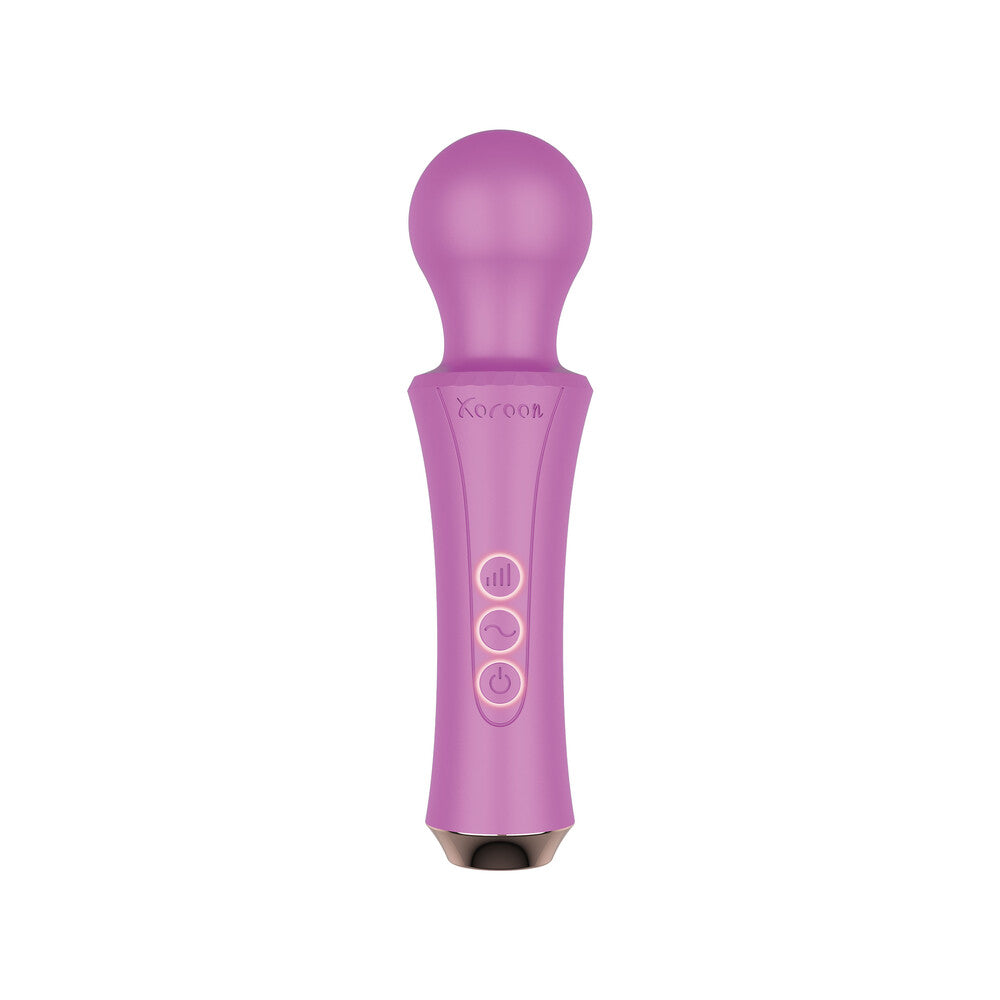 A purple personal wand massager with a smooth, rounded head for targeted muscle relief.