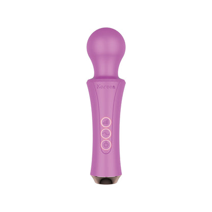 A purple personal wand massager with a smooth, rounded head for targeted muscle relief.