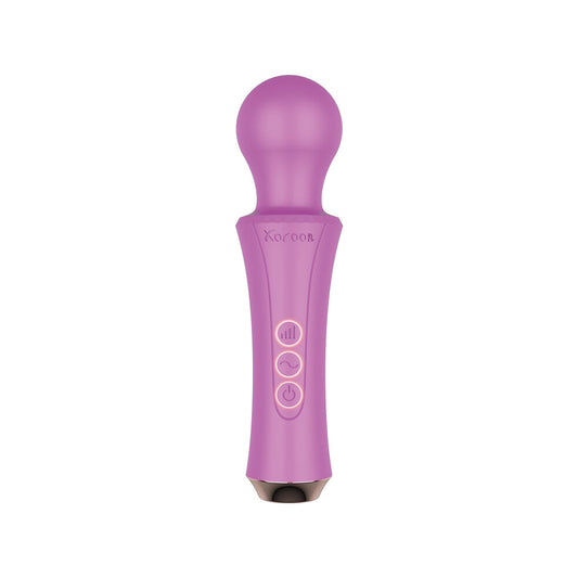 A purple personal wand massager with a smooth, rounded head for targeted muscle relief.