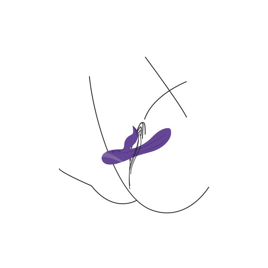 A pink and purple dual vibrator with clitoral stimulator for g-spot and external pleasure.