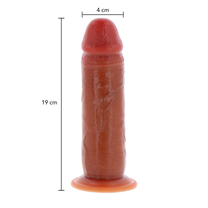 Realistic 7.5 inch silicone dong with a foreskin detail, from Toy Joy Sex Toys.