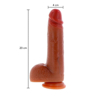 ToyJoy Get Real silicone dildo, eight inches, realistic foreskin detail and smooth finish.
