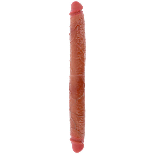 ToyJoy double-ended dildo, 18 inches long, made of smooth silicone with foreskin detail.