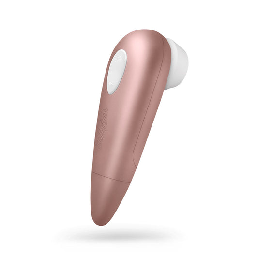 Satisfyer 1 clitoral vibrator in sleek, smooth plastic for targeted stimulation, offering intense pleasure.