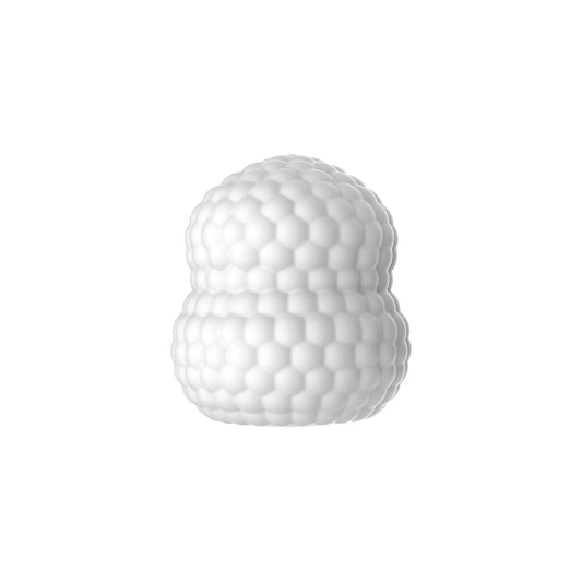 Close-up of a small, grey, textured hero mini masturbator block, perfect for solo play.