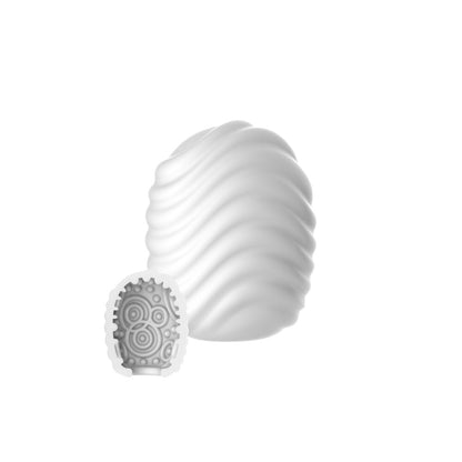 ToyJoy Hero Wave mini masturbator, flesh-toned silicone, ribbed texture, for solo pleasure.
