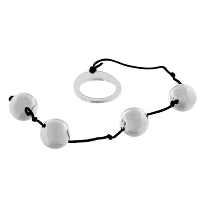 Seven Creations heavy metal anal beads, silver-tone steel with a graduated size and smooth finish.