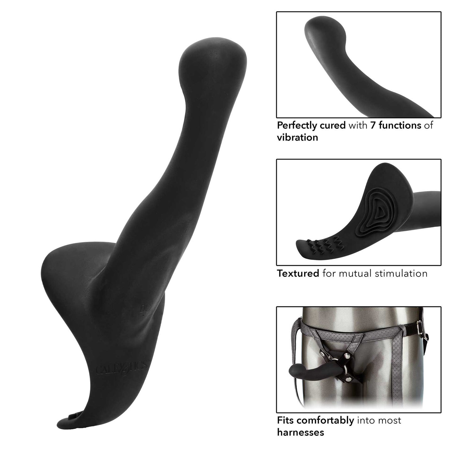 The royal vibrating set: a crotchless strap-on dildo with vibrating probe attachment.