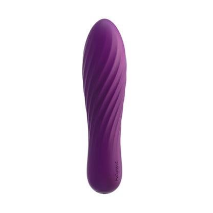 Close-up of the svakom tulip vibrator, a smooth, ergonomic sex toy in a muted pink tone.