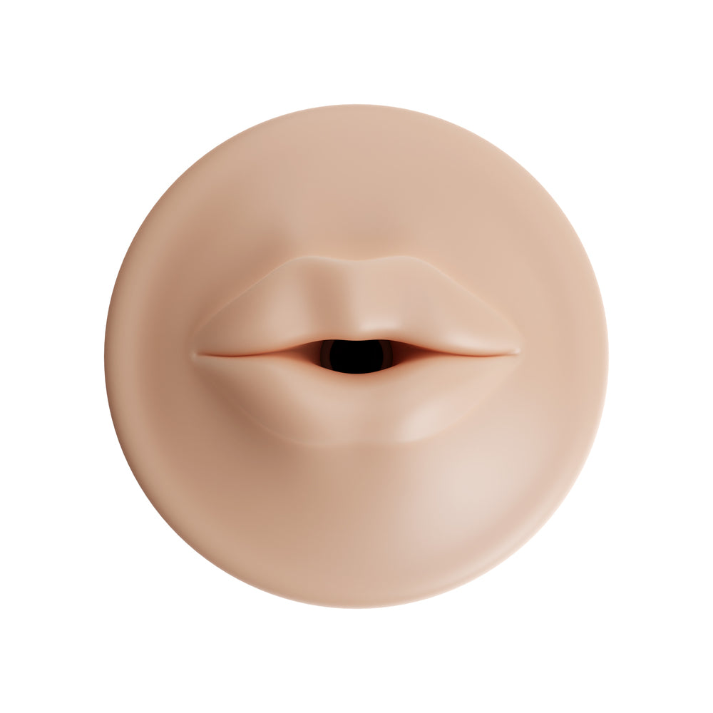 Autoblow AI Ultra Mouth Sleeve, a close-up of the textured, flesh-toned masturbator sleeve.