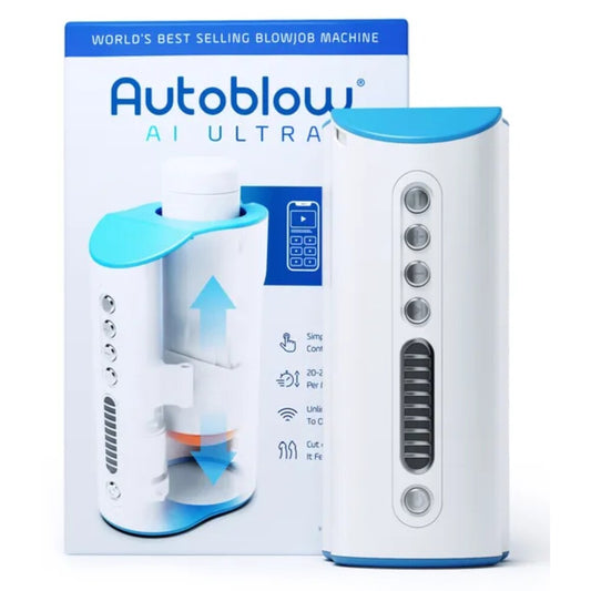 The autoblow ai ultra: a sleek, vibrating masturbator in black and silver with advanced features.