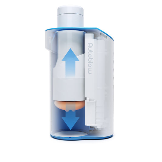 Autoblow AI Ultra vibrating masturbator for men, close-up showing its sleek design and features.