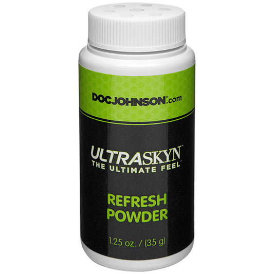 Doc Johnson ultraskyn refresh powder for use with masturbators, in a bottle.