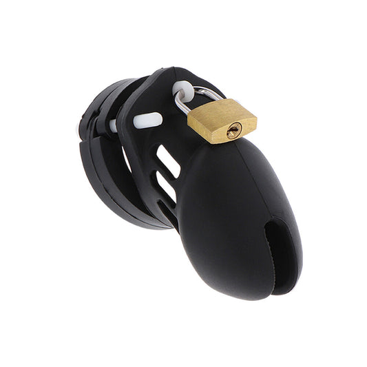 Hidden Desire male chastity device, a grey silicone cock cage for extreme restraint.