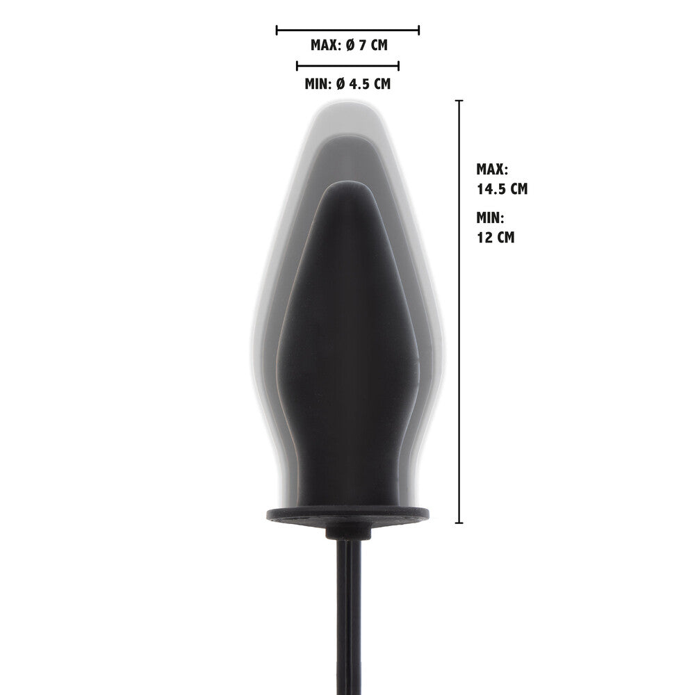 Close-up of the hidden desire extreme advanced inflatable butt plug showing its contours.