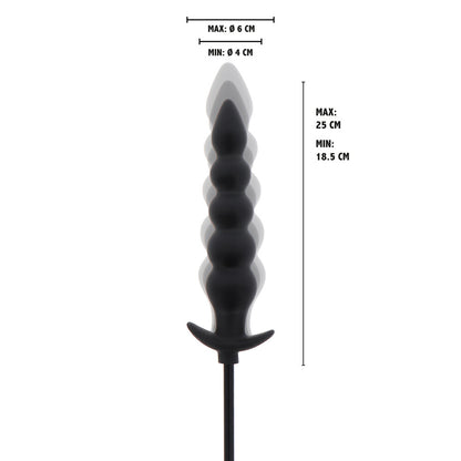 Inflatable ribbed anal plug in dark grey, part of the Hidden Desire range.