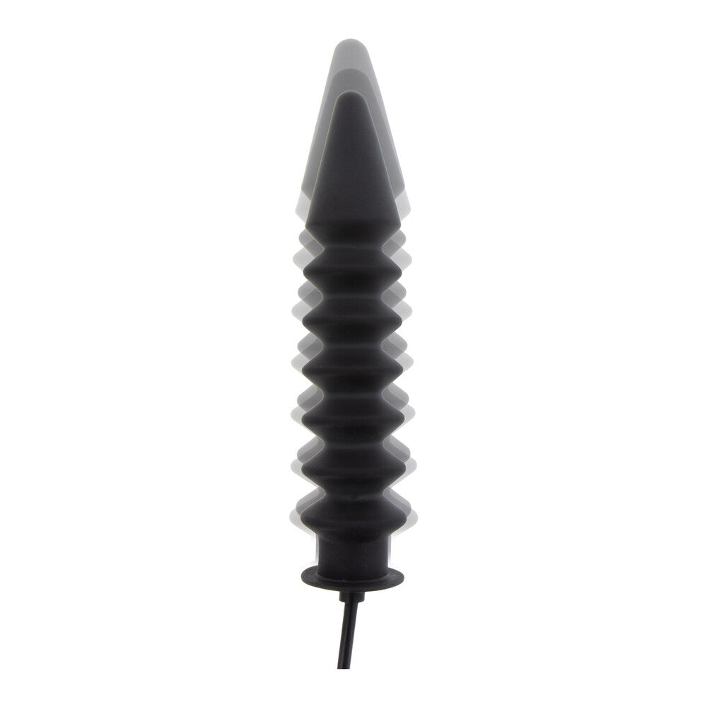 Inflatable ribbed anal plug, clear and firm, for expert use, ideal for stretching.