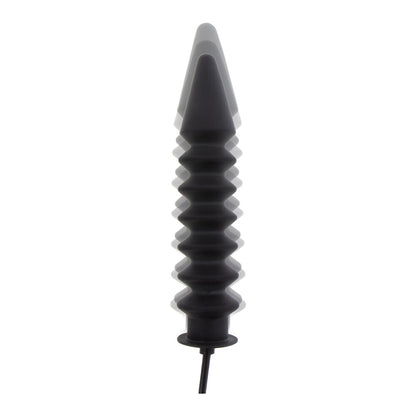 Inflatable ribbed anal plug, clear and firm, for expert use, ideal for stretching.