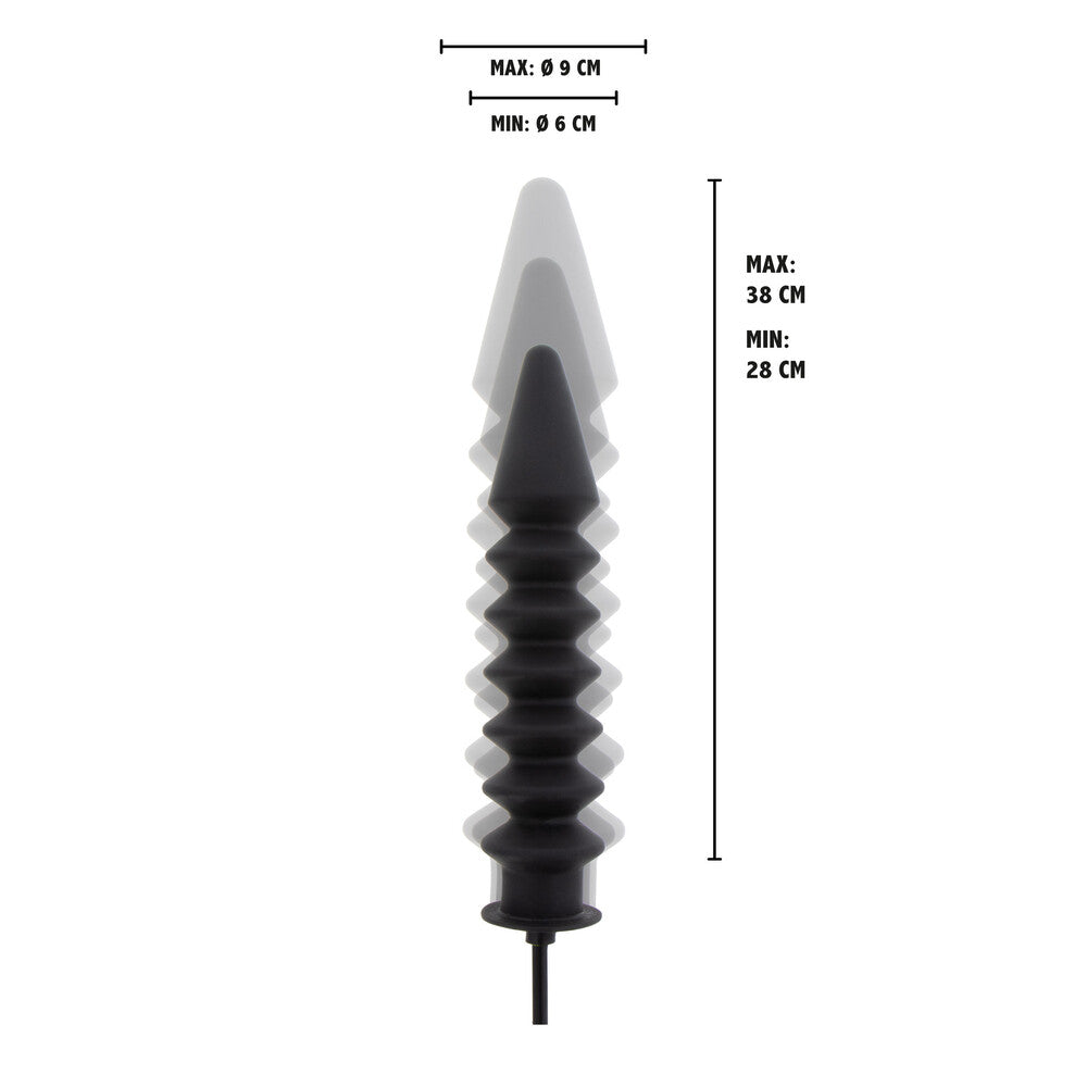 Close-up of the inflatable ribbed plug for anal play, showcasing its textured design and material.