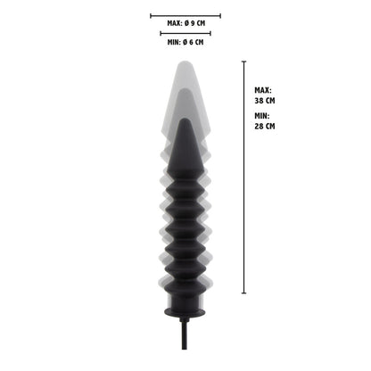 Close-up of the inflatable ribbed plug for anal play, showcasing its textured design and material.
